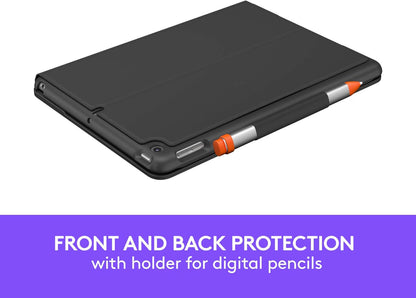 Logitech IPad (7th, 8th and 9th Generation) Keyboard Case Slim Folio (Graphite) Used Like New