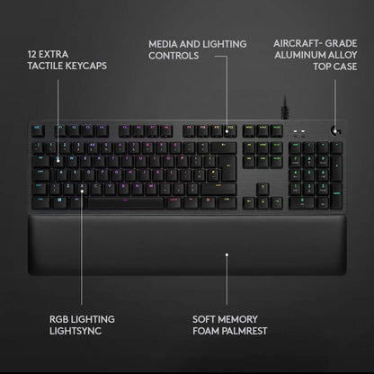 Logitech G513 Carbon LIGHTSYNC RGB Mechanical Gaming Keyboard with GX Blue Switches - Clicky - Used Like New
